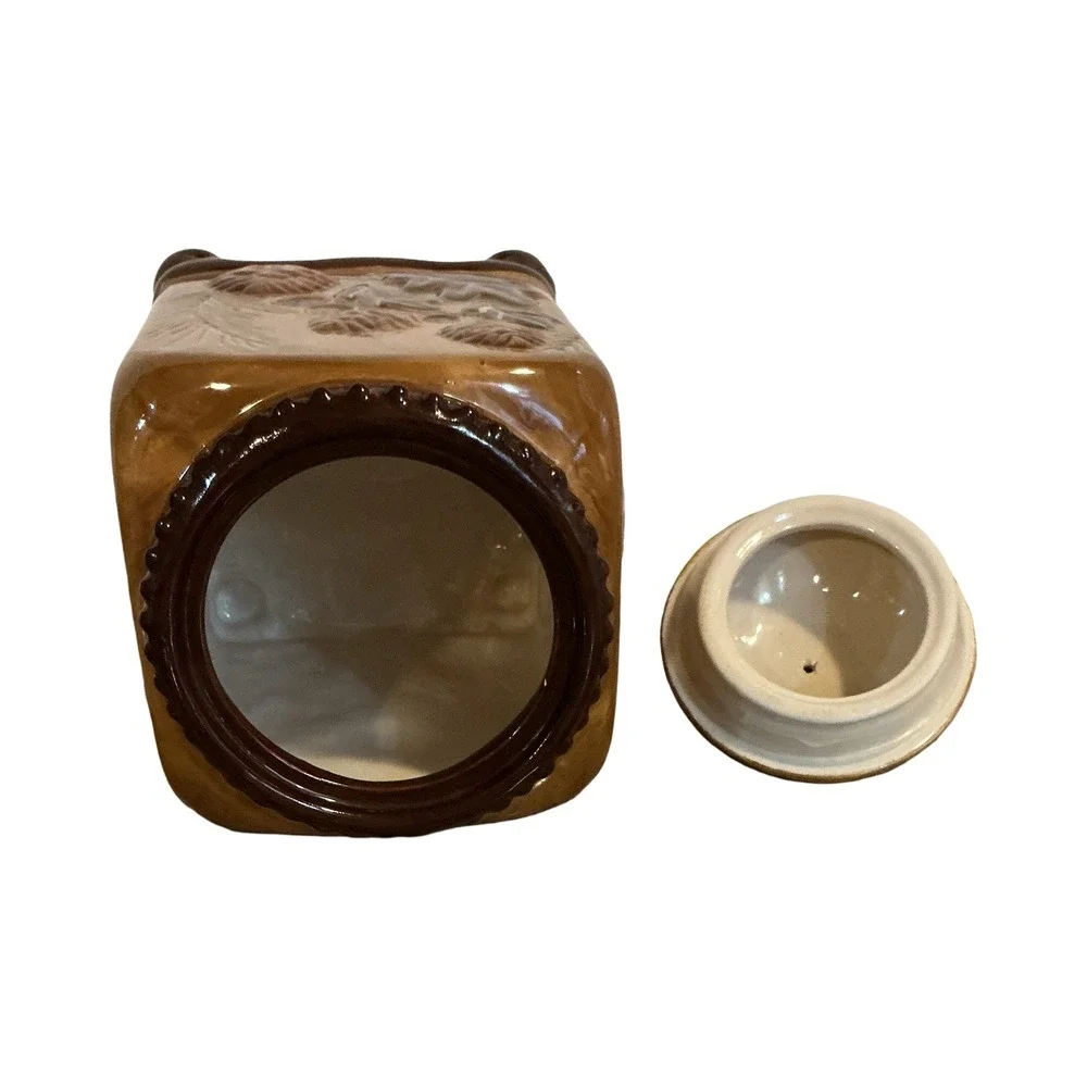 Heartfelt Kitchen Creations Ceramic Woodland Canister Pinecone Acorn Brown 9.5in